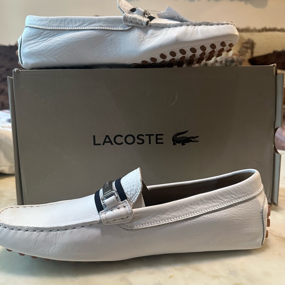 Lacoste White Leather Loafers